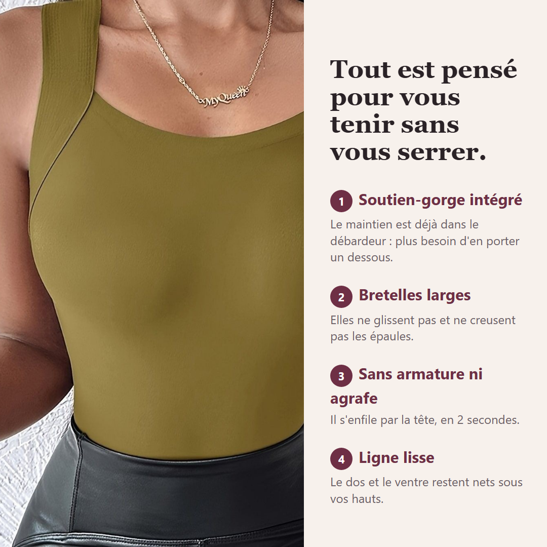 Points forts : soutien-gorge intégré, bretelles larges, sans armature ni agrafe, ligne lisse