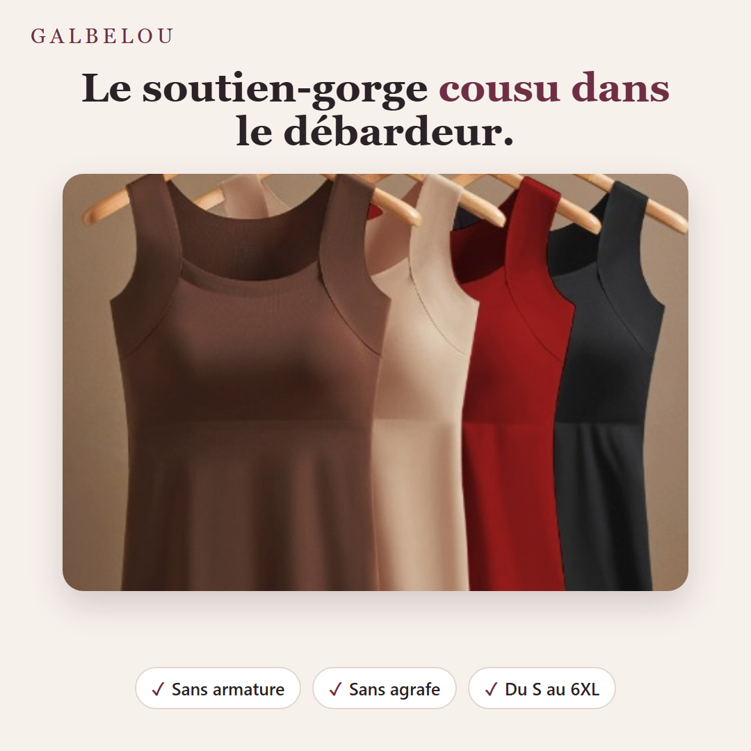 Débardeur Galbelou avec soutien-gorge intégré, sans armature, du S au 6XL